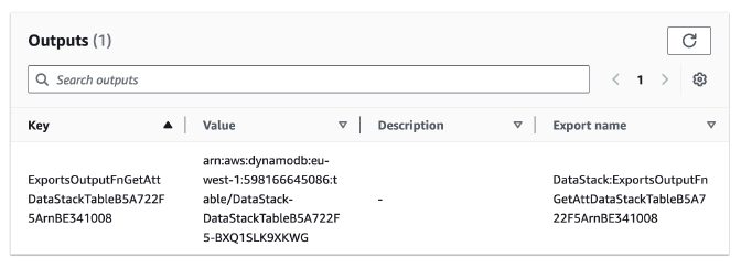 CloudFormation stack output example